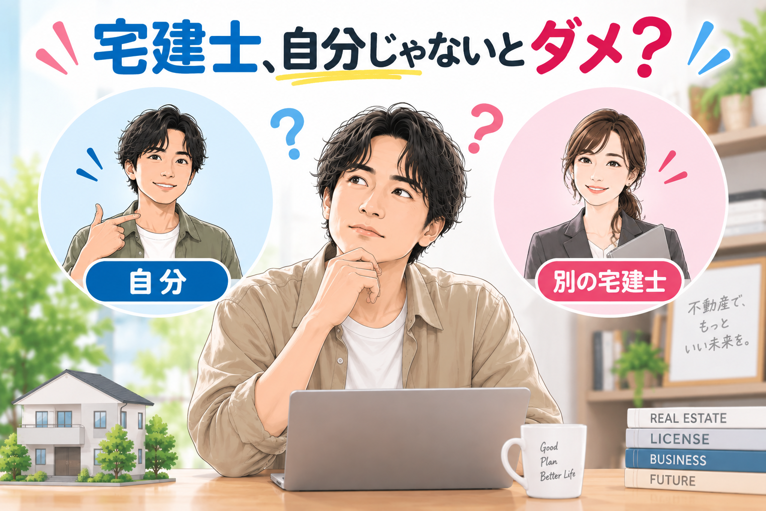 宅建業を始めるために必要な宅建士について考えるイメージ