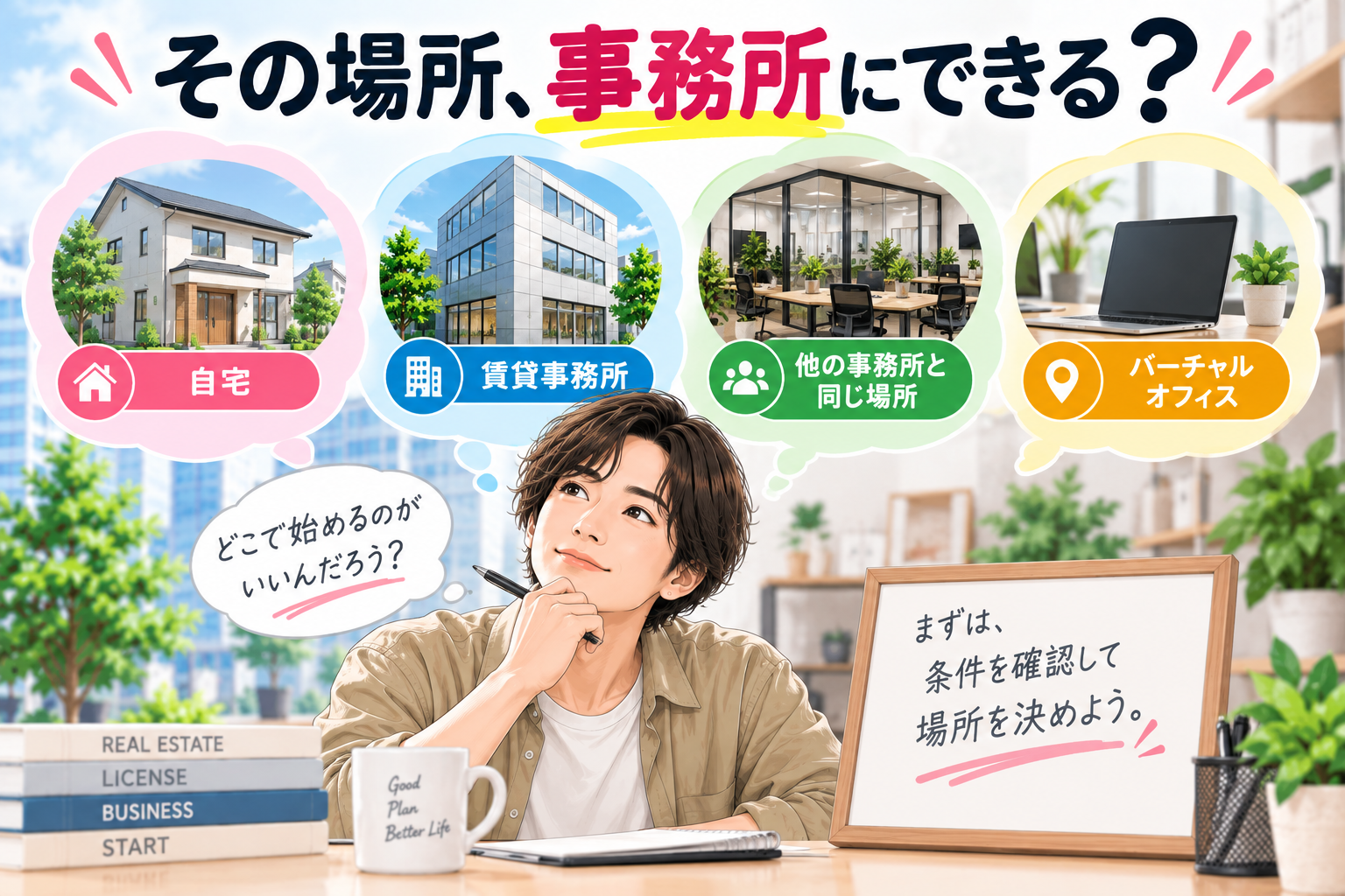 宅建業の事務所として使える場所か契約前に確認するイメージ